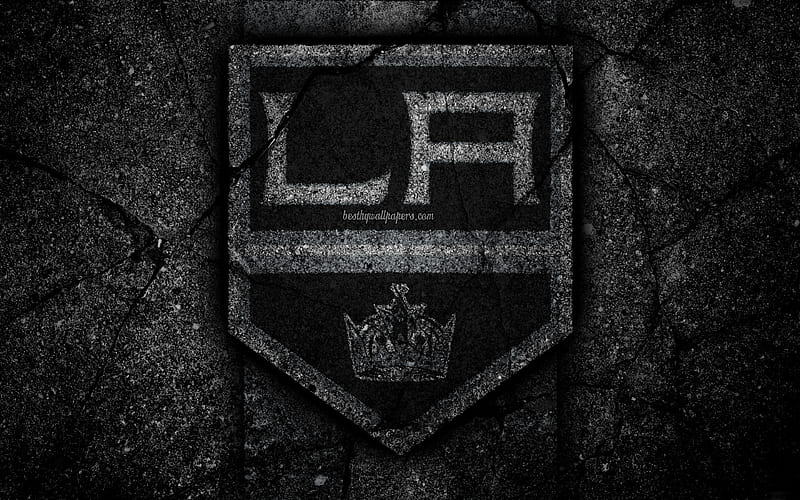Los Angeles Kings, logo, hockey club, NHL, black stone, Western Conference, USA, LA Kings, Asphalt texture, hockey, Pacific Division, HD wallpaper