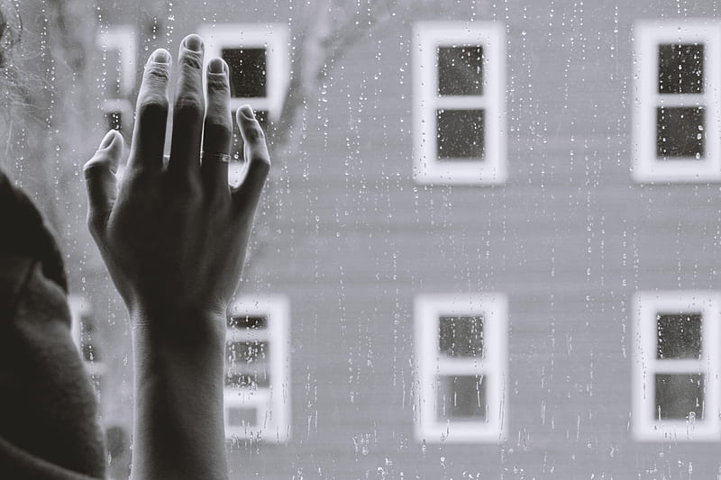 hand, glass, rain, melancholy, sadness, gloom, HD wallpaper