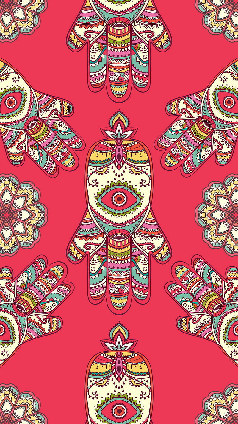 Hamsa Pattern, art, colors, desenho, hand of fatima, HD phone wallpaper ...
