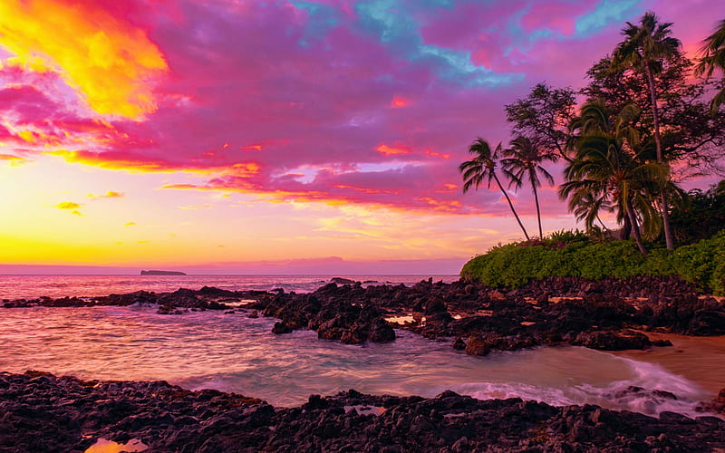 Maui Hawaii, usa, clouds, sky, trees