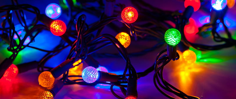 Party Lights , Christmas Lights, Colorful, Aesthetic Christmas, Celebrations Christmas, Christmas Dual Monitor, HD wallpaper