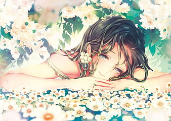 Anime fly sky light dress long hair original sun girl beauty wallpaper, 3200x1800, 815915