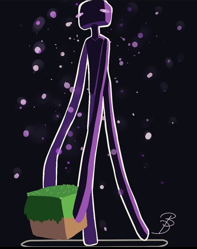 Enderman character on blue background