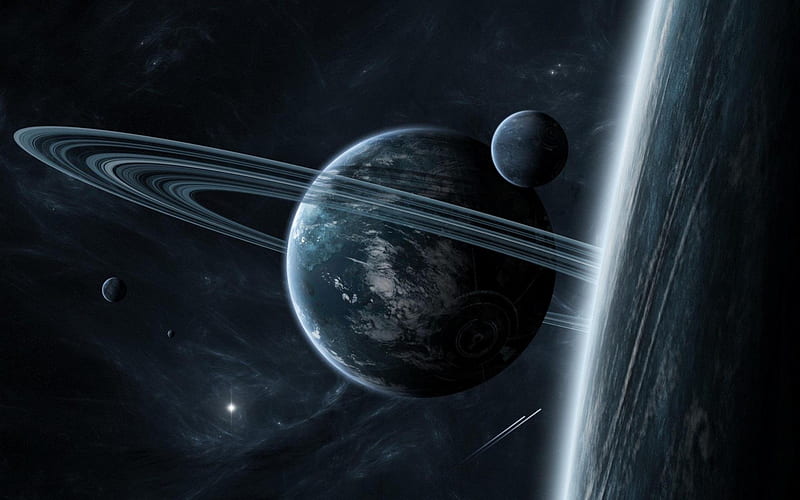 Planets and Rings, rings, stars, planets, nebula, space, galaxies, HD ...