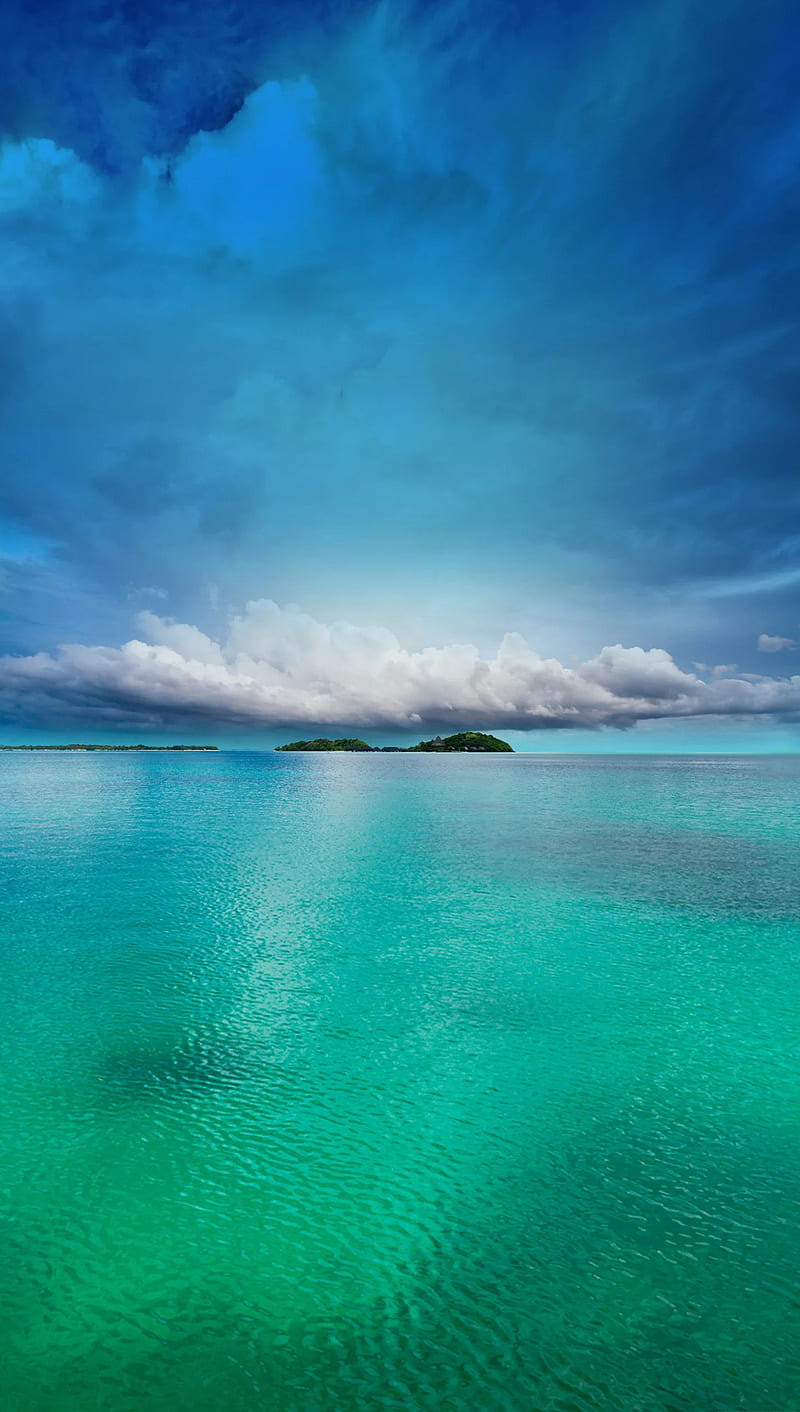 sea, clouds, nature, pure, sky, water, HD phone wallpaper