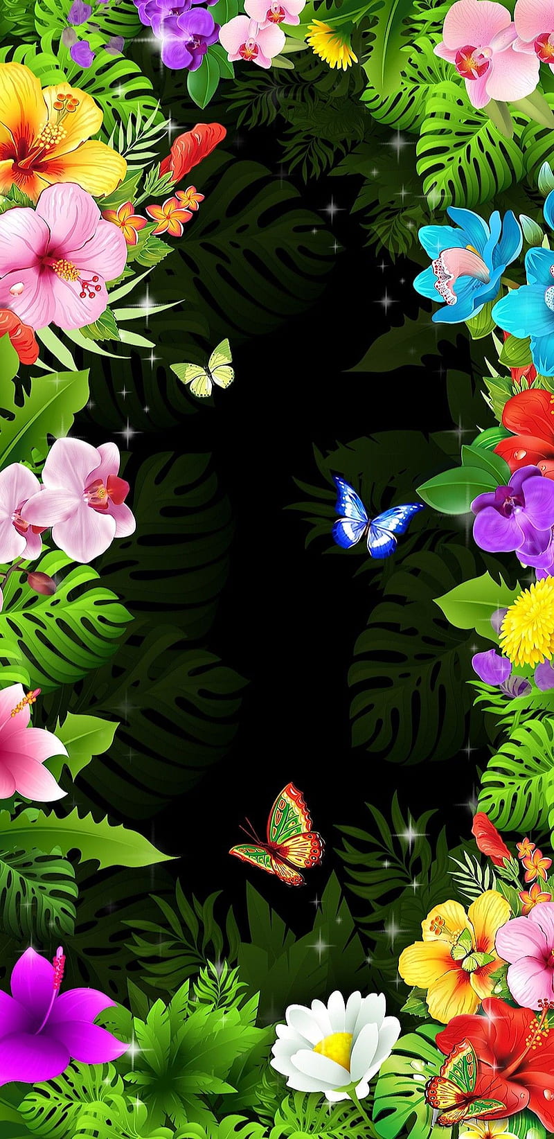 Butterfly Forrest, butterfly, flowers, HD phone wallpaper