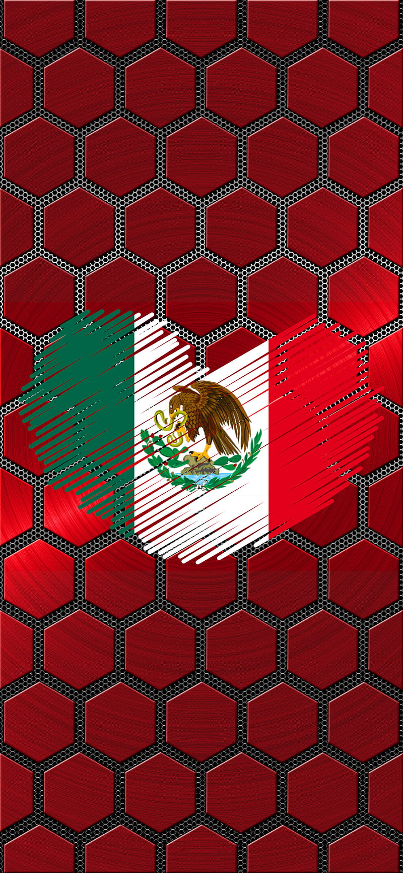 Mexican Heart Poly, 3mcsnetwork, mexican flag, red, mexico, x3mcx, metal, shiny, mesh, HD phone wallpaper