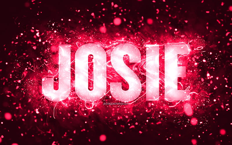Happy Birtay Josie, pink neon lights, Josie name, creative, Josie Happy Birtay, Josie Birtay, popular american female names, with Josie name, Josie, HD wallpaper