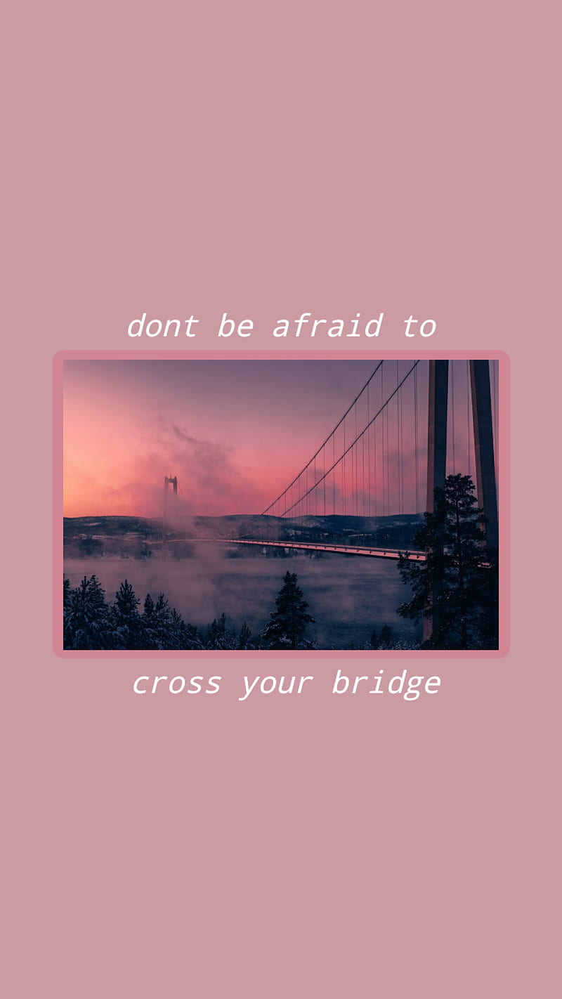 Cross Your Bridge, aesthetic, believe, city, clouds, faith, inspirational, orange, pink, purple, HD phone wallpaper