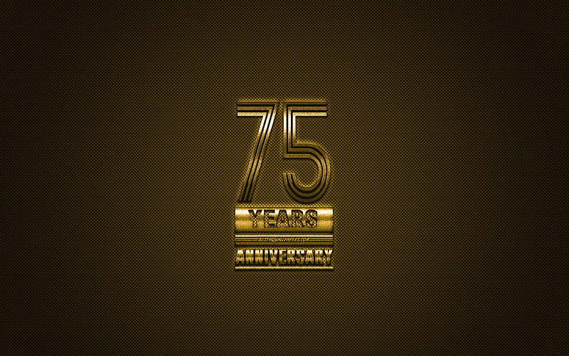 75 Anniversary, golden stylish symbol, golden 75 Anniversary sign, golden background, creative art, Anniversary Symbols, HD wallpaper