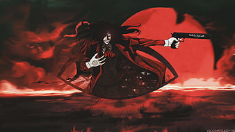 Wallpaper cross, characters, vampire, Hellsing, red eyes, pentagram,  madness, Alucard for mobile and desktop, section сёнэн, resolution  1920x1080 - download