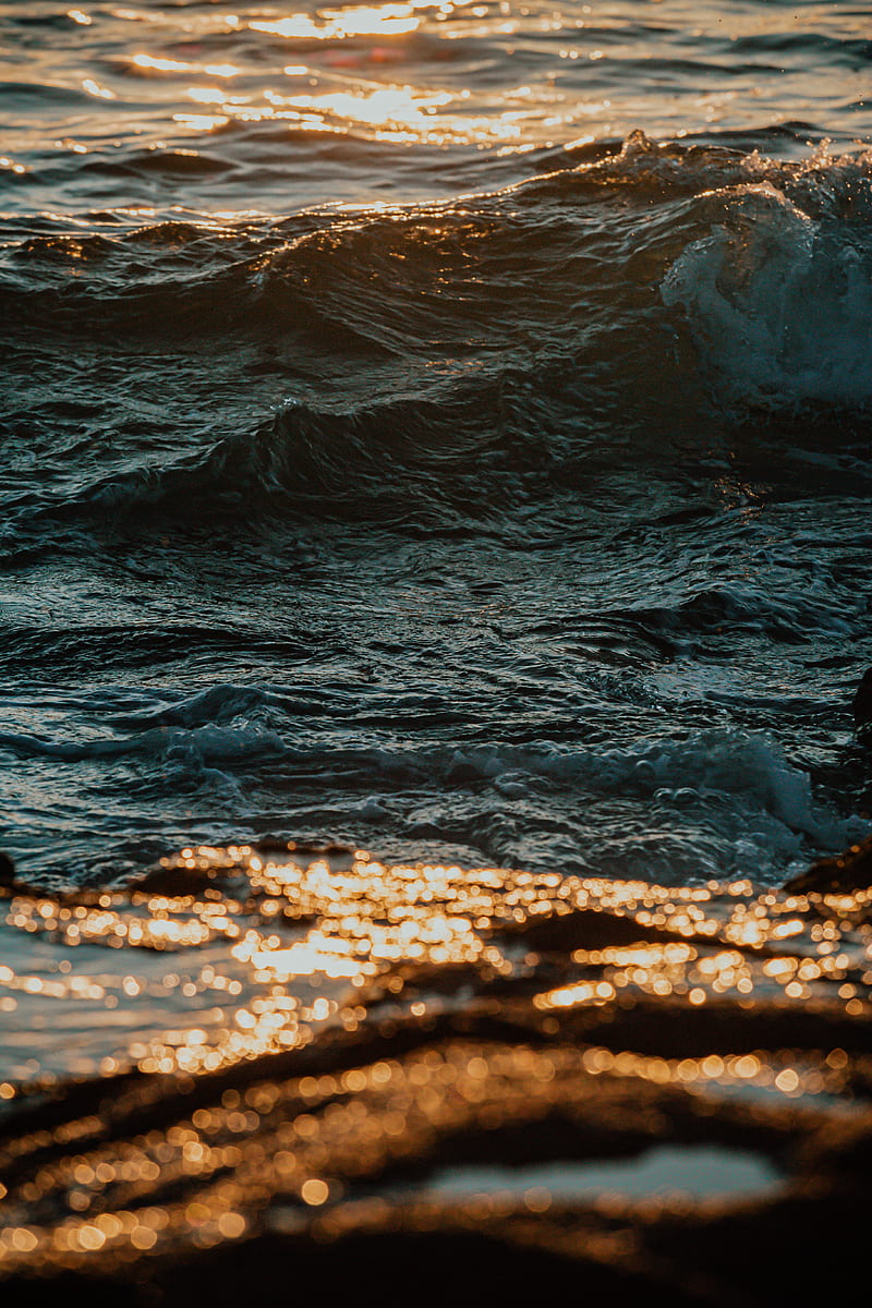 waves, water, light, reflection, glare, HD phone wallpaper