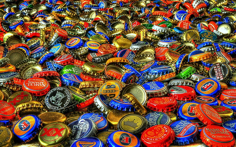 Beer Bottle Caps, Texture, Colorful, Abstract, Beer, Bottle Caps, HD wallpaper