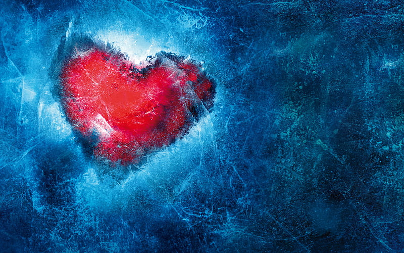 heart ice, frozen heart, creative, HD wallpaper