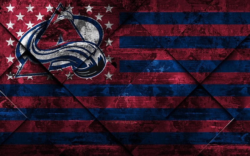 Colorado Avalanche American hockey club, grunge art, rhombus grunge texture, American flag, NHL, Denver, Colorado, USA, National Hockey League, USA flag, hockey, HD wallpaper