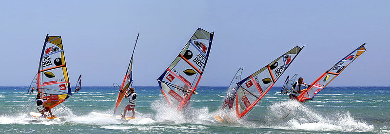 Racing Team, windsurfing, racing, ocean, team, HD wallpaper