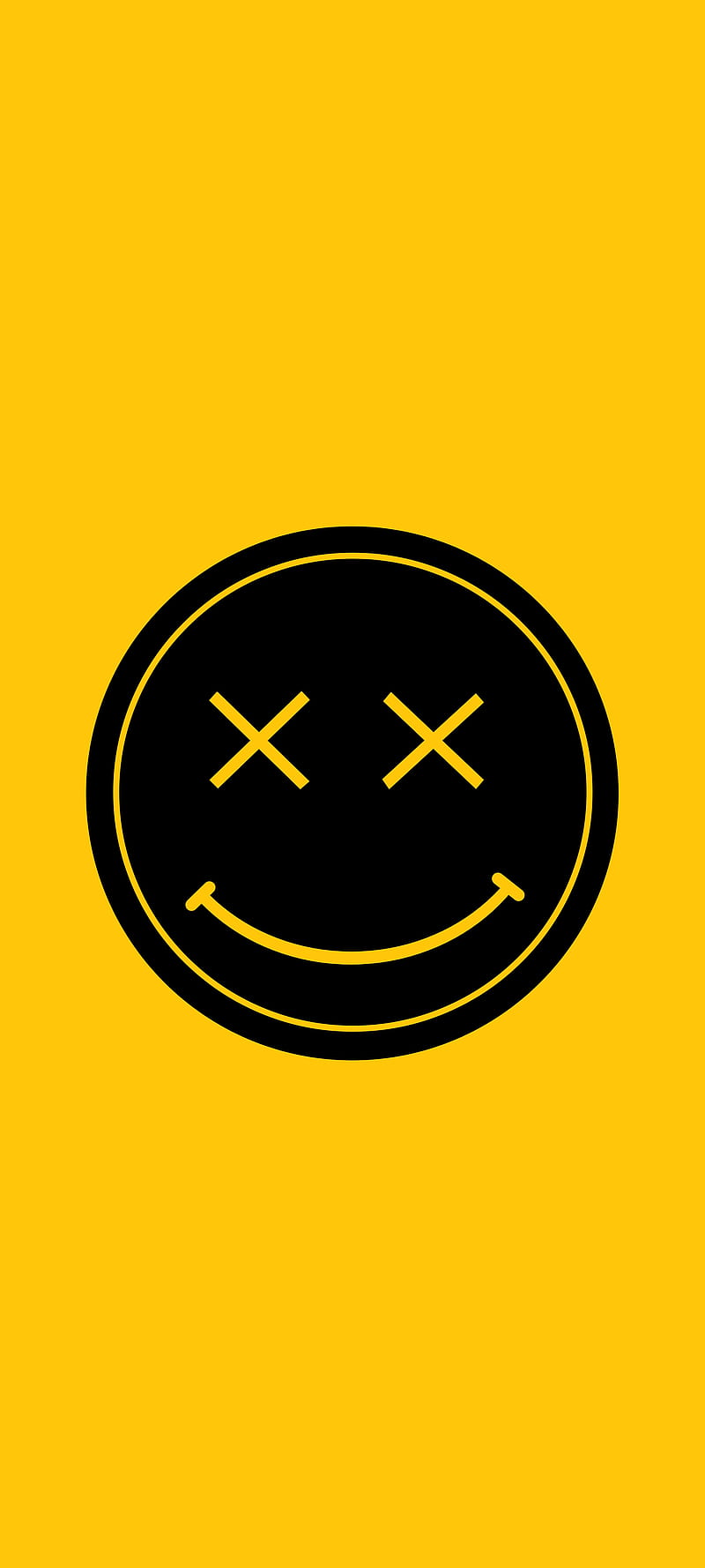 Dead smile, black, yellow, logo, emoji, iphone, logos, HD phone wallpaper