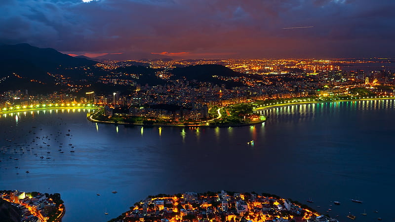 Rio De Janeiro Nightscape, HD wallpaper