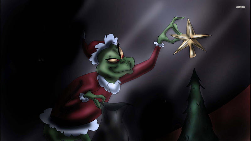 The Grinch Santa With Snowflake In Dark Background The Grinch, HD wallpaper