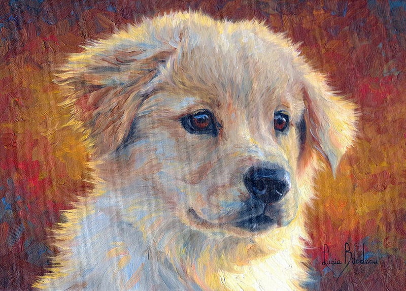 Dog Portrait, cute, head, painting, brave, artwork, HD wallpaper