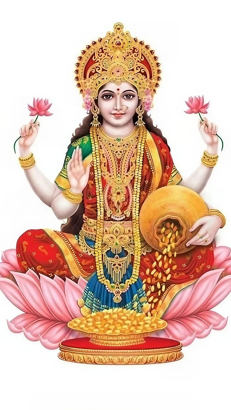 Laxmi Mata , White Background, goddess, hindu god, HD phone wallpaper