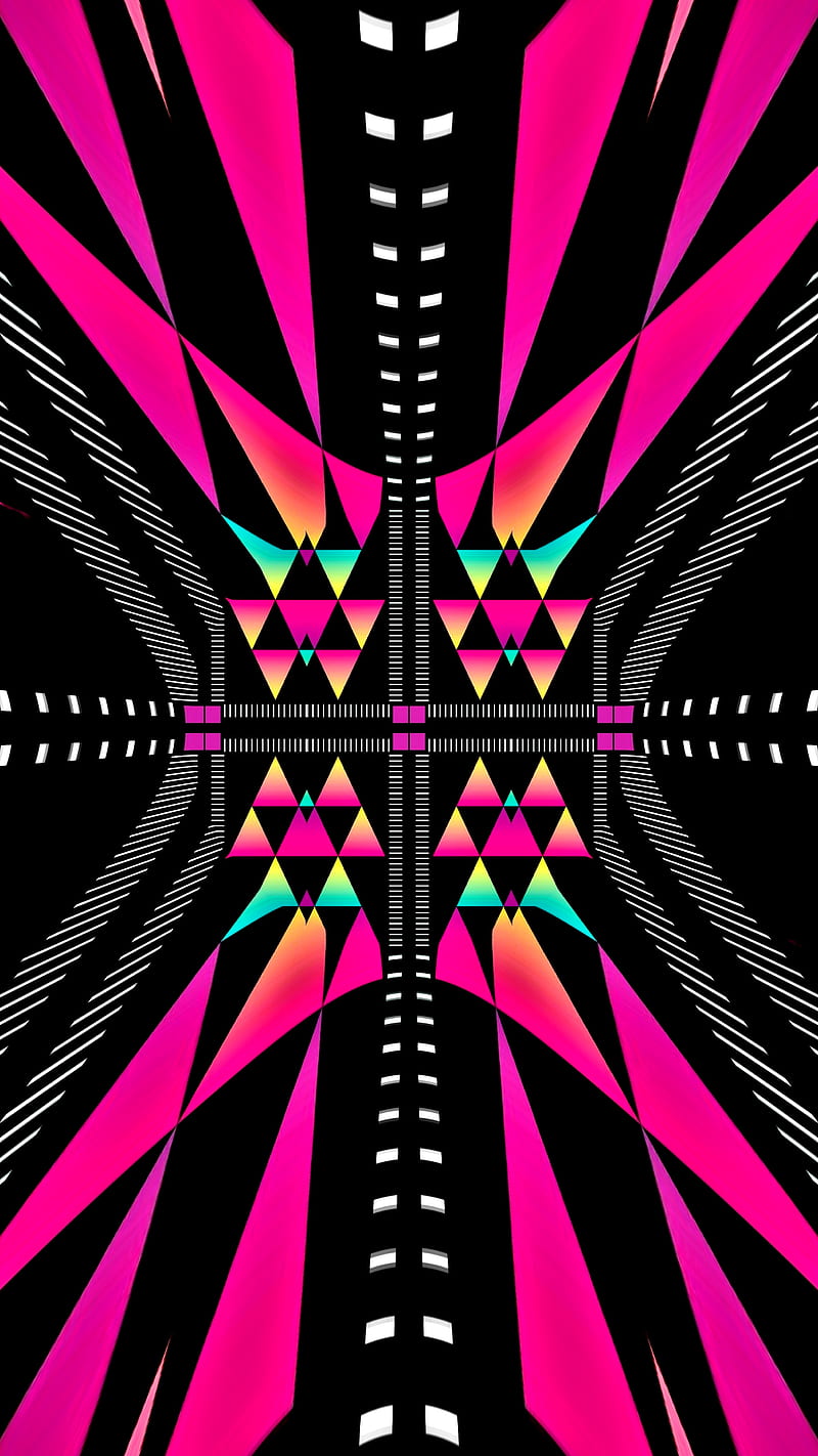 Graphic disaster, abstract, black, cool, creative, geometric, pink, strange, HD phone wallpaper