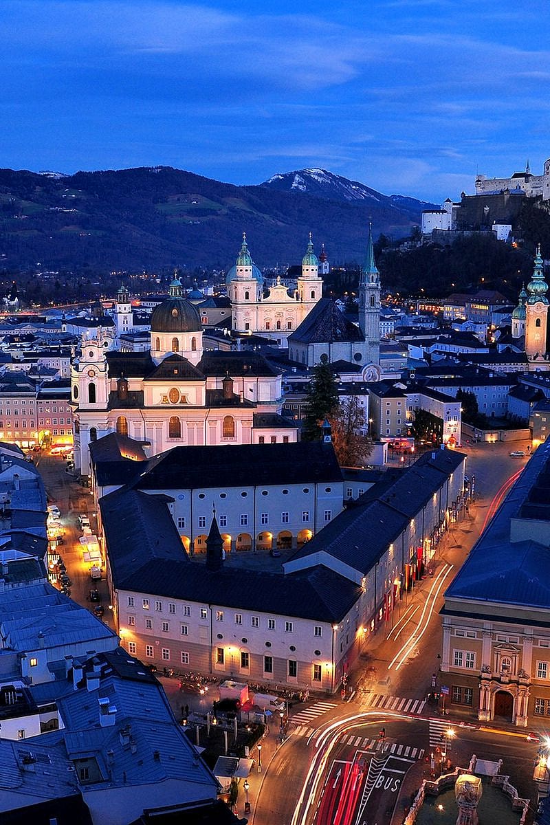 Salzburg, Austria, Night, Top View, Streets, Buildings Iphone 4s 4 For Parallax Background, HD phone wallpaper