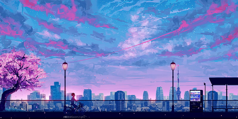 Download Aesthetic Purple Anime 4k Wallpaper