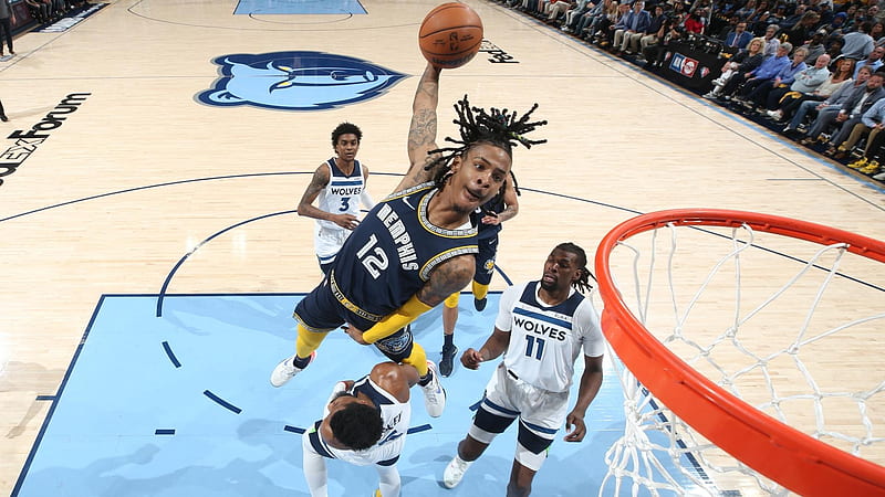 Grizzlies Star Ja Morant Throws Down 'jaw Breaker' Poster Dunk Of The Playoffs Vs. Timberwolves, Ja Morrant, HD wallpaper