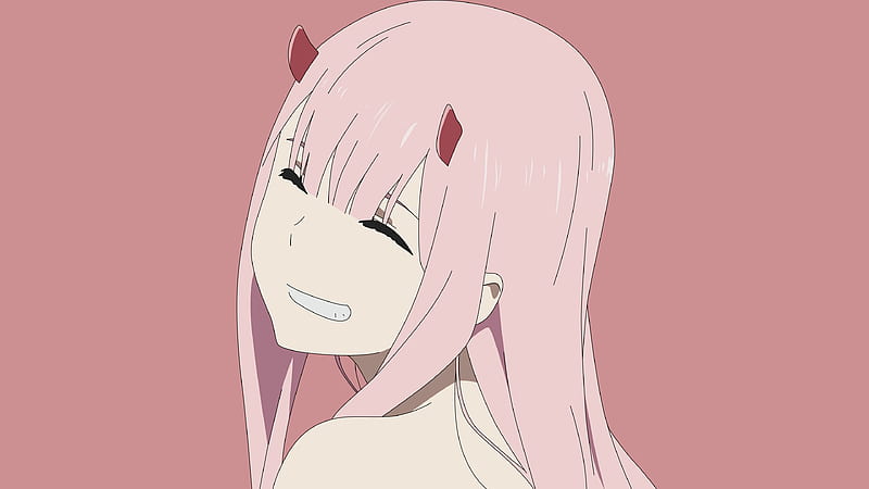 darling in the franxx zero two closing eyes with light brown background anime, HD wallpaper