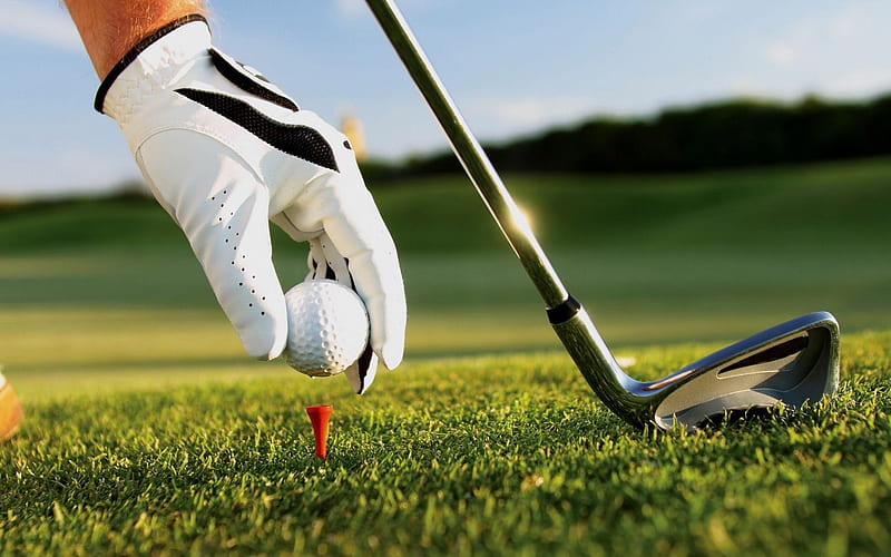golf ball club hand glove grass-Sports, HD wallpaper