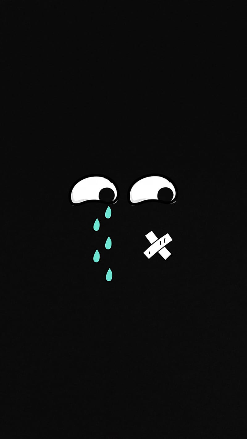 Sad Face, black, animated, tears, hurt, HD phone wallpaper