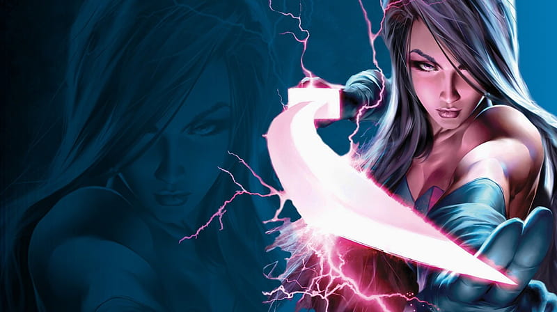 Psylocke, sparks, marvel comics, comics, illustration, HD wallpaper