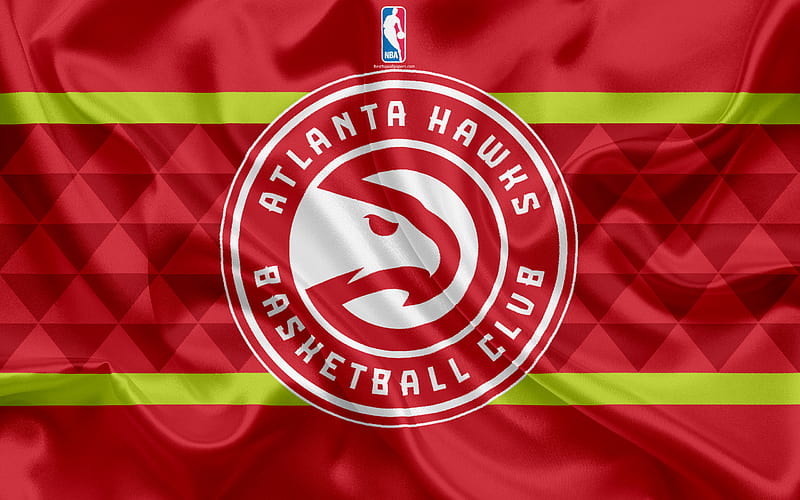 Atlanta Hawks, Basketball Club, NBA, emblem, logo, USA, National Basketball Association, Silk Flag, Basketball, Atlanta, Georgia, US Basketball League, Southeast Division, HD wallpaper