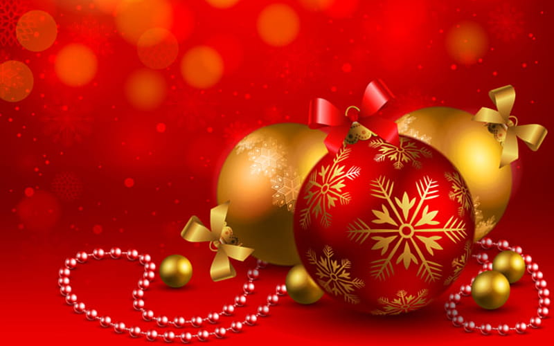 Merry Christmas, red, pretty, christmas balls, bonito, magic, bow, xmas, ball, gold, magic christmas, beauty, lovely, holiday, christmas, golden balls, golden, colors, christmas decoration, red balls, new year, happy new year, balls, HD wallpaper