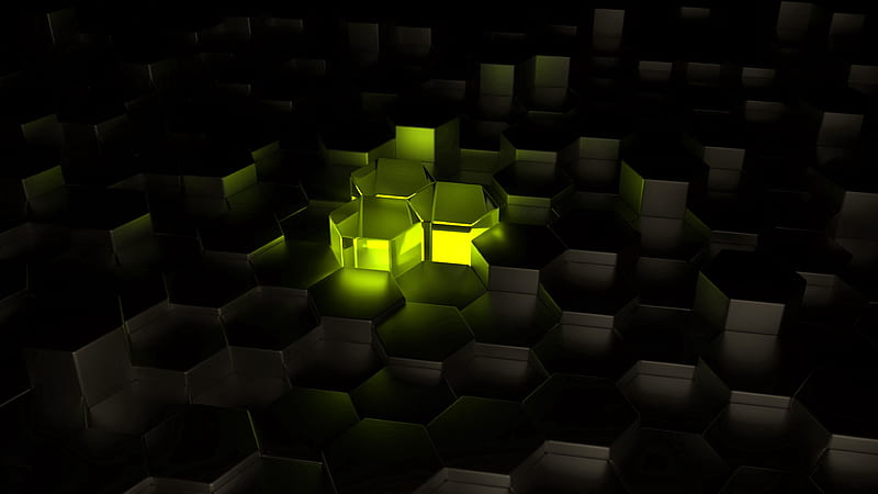 structure, hexagons, 3d, glow, HD wallpaper