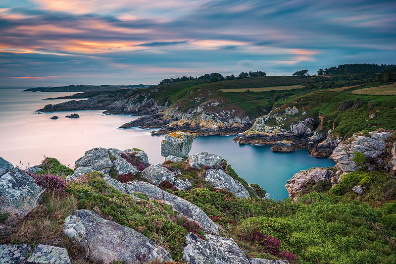 Earth, Coastline, Brittany, France, Sea, Seascape, Sunrise, HD wallpaper