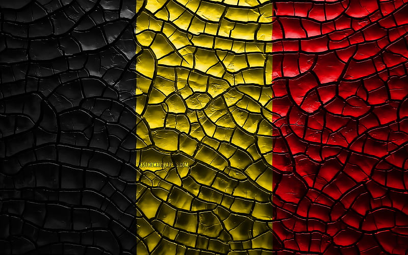 Flag of Belgium cracked soil, Europe, Belgian flag, 3D art, Belgium, European countries, national symbols, Belgium 3D flag, HD wallpaper