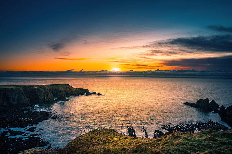 Aberdeen Coast Sunrise Scotland , sunrise, waves, sea, coast, scotland, nature, HD wallpaper