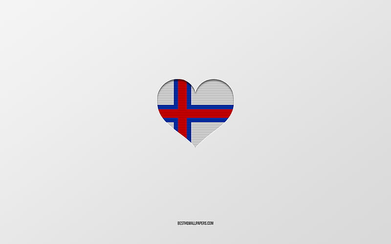 I Love Faroe Islands, European countries, Faroe Islands, gray background, Faroe Islands flag heart, favorite country, Love Faroe Islands, HD wallpaper