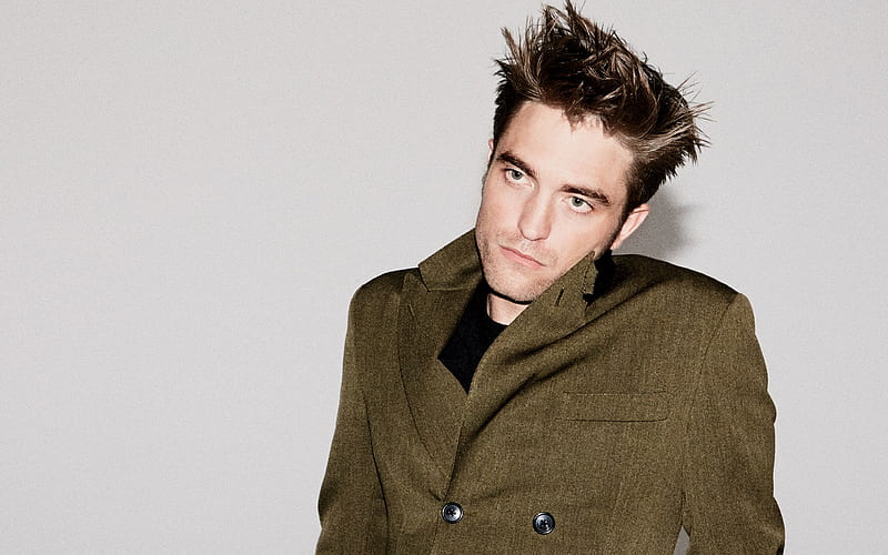 Robert Pattinson shoot, portrait, green jacket, British actor, HD wallpaper