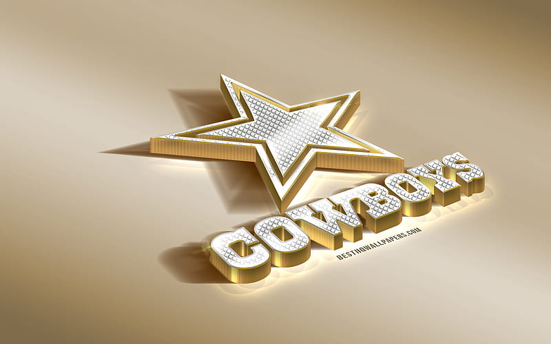 Dallas Cowboys, American Football Club, NFL, Golden Silver logo, Irving, Texas, USA, National Football League, 3d golden emblem, creative 3d art, American football, HD wallpaper