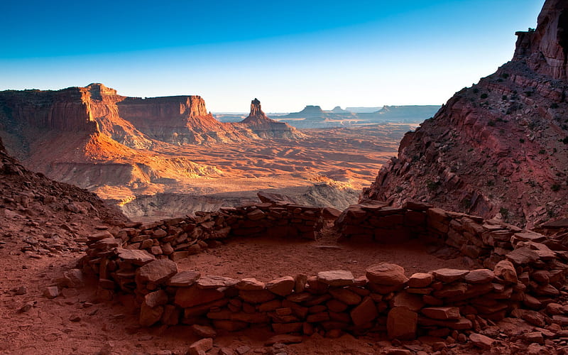 Canyon, Desert, Usa, Earth, Stone, Utah, National Park, Canyonlands National Park, False Kiva, HD wallpaper
