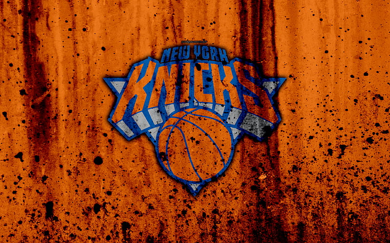 New York Knicks, grunge, NBA, basketball club, Eastern Conference, USA, emblem, stone texture, basketball, Atlantic Division, HD wallpaper