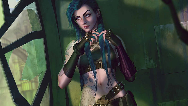 Jinx Green Dress Arcane, HD wallpaper