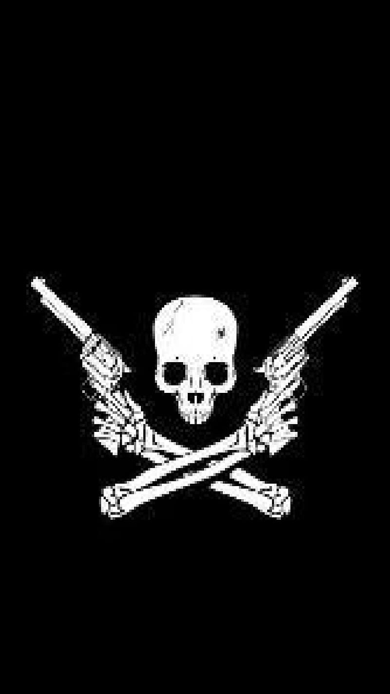 Skull Guns, badass, gun, pirate, pirates, rock, skulls, HD mobile wallpaper