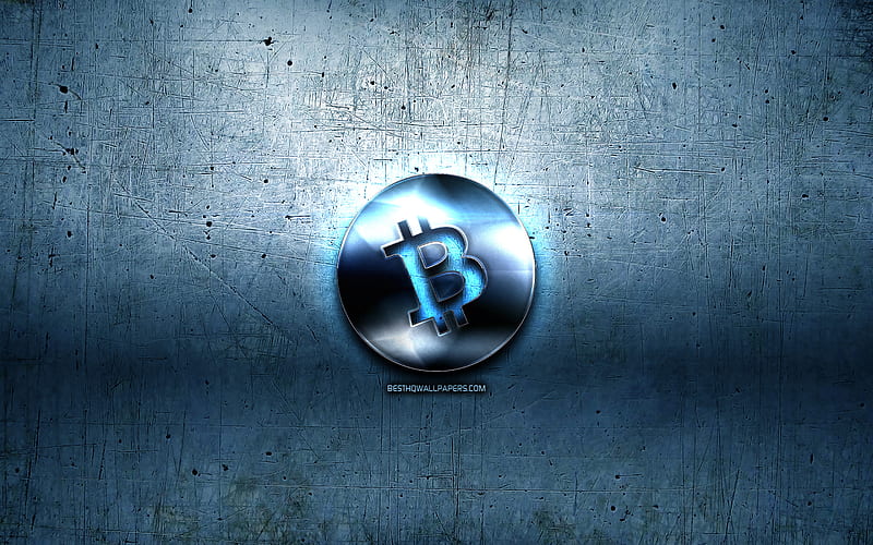 Bitcoin Cash metal logo, grunge, cryptocurrency, blue metal background, Bitcoin Cash, creative, Bitcoin Cash logo, HD wallpaper