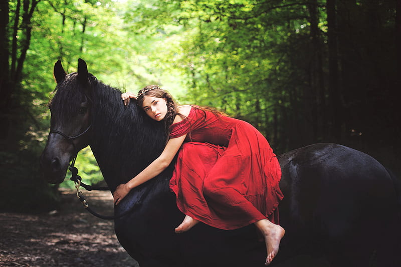 Cowgirl on her Horse, dress, horse, cowgirl, model, HD wallpaper | Peakpx
