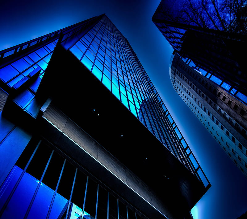 Glass Tower, architecture, blue, building, glass, HD wallpaper