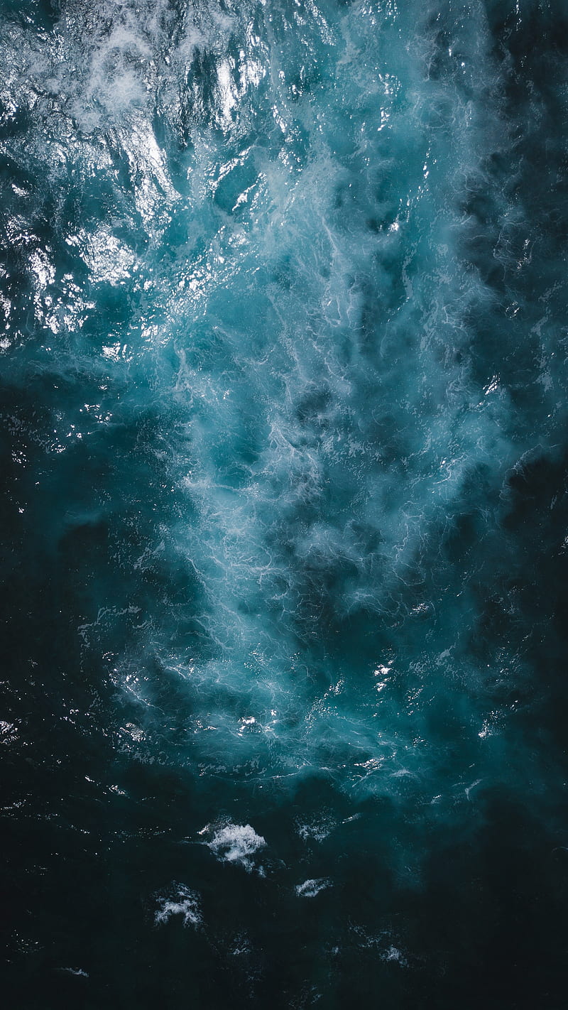 ocean, sea, aerial view, waves, water, splash, HD phone wallpaper